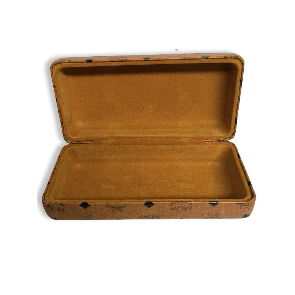 NEW MCM MUNCHEN COGNAC BROWN CASE WITH CLOTH: AUTHENTIC OPTICAL EYEGLASS CASE